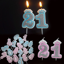 Creative Silver Pink/Blue Crown Birthday Candles Digital 0-9 Smoke-free Candles Cake for Children Gifts Birthday Decoration 2024 - buy cheap