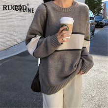RUGOD-suéter de manga larga para Mujer, Jersey holgado de estilo coreano, con cuello redondo, informal, peludo, para Otoño e Invierno 2024 - compra barato