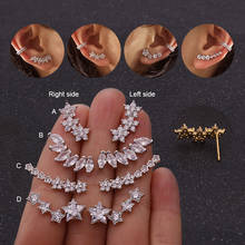 Feelboa flor de cristal branco, brinco em forma de marquesa em forma de flor de cristal, brinco para escada no ouvido, joias femininas para escaladas 2024 - compre barato