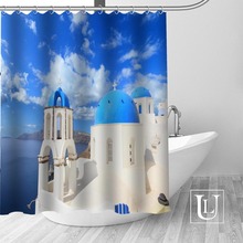 Cortina de ducha griega personalizada, ganchos de cortina de baño de tela de poliéster, decoración resistente al moho 2024 - compra barato