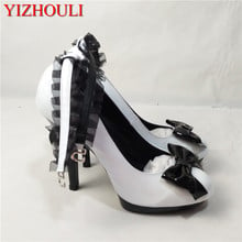 Waterproof bowknot adornment high heels Ultra fine with 13 cm high single simulation leather shoes help hate day dancing shoes 2024 - buy cheap