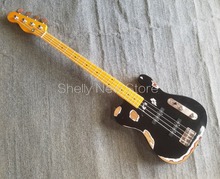 Shelly new store factory custom black TL Ash body bass used vintage relic faded 4 strings reverse headstock electric bass guitar 2024 - buy cheap