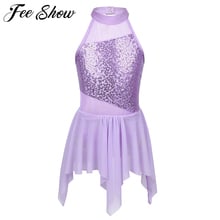 Teens Girls Sequins Ballet Leotard Dresses Children Irregular Ballet Tutu Dress Kids Figure Skating Stage Lyrical Dance Costumes 2024 - buy cheap