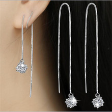 LULU-PIG Hot 925-sterling-silver Korean Zircon Cube Cube Sugar Cube Long Tassel Earrings EH127 2024 - buy cheap