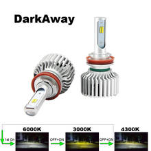 DarkAway 3 Colors in 1 Car Headlight H7 H4 LED H8/H11 HB3/9005 HB4/9006 H1 880 60W 6000lm Auto Bulb Headlamp 6000K 3000K 4300K 2024 - buy cheap