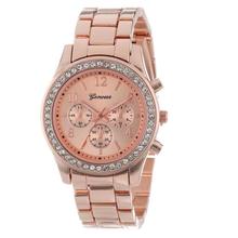 Timezone # 401 2018 New Fashion Faux Chronograph Plated Classic Geneva Quartz Ladies Watch Women Crystals Wristwatches 2024 - buy cheap