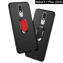 Чехол для Nokia 5,1 Plus, чехол TA-1109, 5,86 дюймов, мягкий черный силиконовый магнитный автомобильный держатель, кольцо, чехол для Nokia 5,1 Plus 2018 2024 - купить недорого