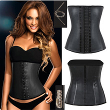 factory wholesale LATEX Smooth Black Steel Boned Waist Trainer Cincher Corset Bustier Size XS-3XL Free shipping 2024 - buy cheap