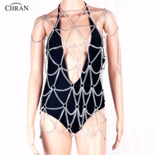 Chran Full Lingerie Sexy Showgirl Exotic Jewelry Bra Beach Chain Tassel Dress harness Slave Chain Necklace Jewelry CRBJ725 2024 - buy cheap