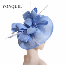 Tocado de plumas para mujer, accesorio de carrera elegante, azul claro de imitación, sombreros de vestido de boda Formal para niña de Philips, SYF66 2024 - compra barato