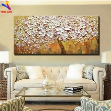 Blossoming Flower Pic Hand painted Modern Abstract Oil Painting on Canvas for Living Room Home Decoration Art Gift Unframed H046 2024 - buy cheap