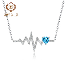 Женский кулон в форме сердца GEM'S BALLET, ожерелье из стерлингового серебра 925 пробы с натуральным швейцарским голубым топазом, ювелирное изделие 2024 - купить недорого