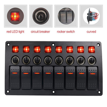 Waterproof 8 Gang Marine Boat Rocker Switch Panel with Circuit Breaker Overload Protection and LED Rocker Indicator 12V 24V 2024 - buy cheap
