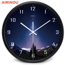 Airinou Blue night sky стильные настенные часы с металлом и стеклом для молодых людей студентов 3 цвета и 3 размера на выбор 2024 - купить недорого