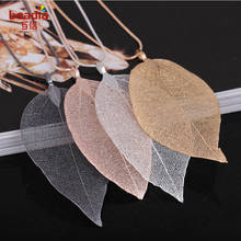 New 1pc/bag Jewelry Charm Black Gold Silver Color Leaves Real Nature Leaf Pendant Necklace for Women Men Party Jewelry Gifts 2024 - buy cheap