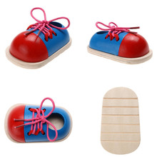 Lace-up Shoes Practice Toys for Kids Montessori Early Educational Toys 1 PC Creative Wooden Shoes Children Learning Puzzle Toys 2024 - buy cheap