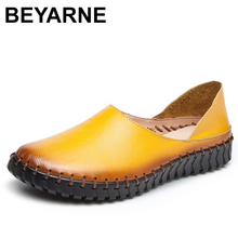 BEYARNESummer & Autumn Women Flats Shoes Genuine Leather Solid Slip On Casual Flat Shoes Woman Cow Leather Loafers ForLadiesE187 2024 - buy cheap