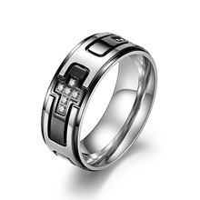Мужское Винтажное кольцо из нержавеющей стали с цирконием, ширина 8 мм 2024 - купить недорого