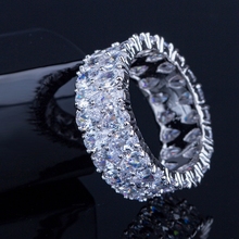 Luxury White Cubic Zirconia Ring For Women Silver Color Shiny Double zircons Stone Finger Rings Fashion Party Wedding Jewelry 2024 - buy cheap