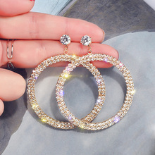 Блестящая сторона новый модный бренд ювелирные изделия кристалл круглые серьги гвоздики для женщин эффектный подарок геометрические серьги Бесплатная доставка 2024 - купить недорого