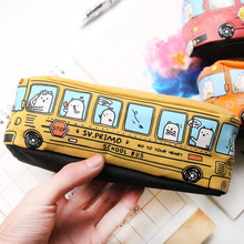 1 Pcs Kawaii Pencil Case Bus Canvas  Estuches School Pencil Box Pencilcase Pencil Bag School Supplies Stationery 2024 - buy cheap