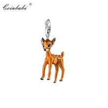 Charm Pendant Deer,2018 Fashion Jewelry Trendy Cute Pure 925 Sterling Silver Gift For Women Fit Bracelet Necklace 2024 - buy cheap