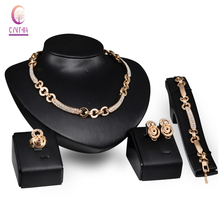 Fashion Fine African Costume Jewelry Sets  Gold color Rhinestone Fashion Wedding Bridal Accessories Necklace Party Set 2024 - buy cheap