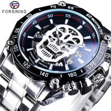 2019 Fashion Winner Top Brand Mechanical Watch Men Skull Design Clock Luxury Gold Stainless Steel Man Skeleton Auto Wrist Watch 2024 - buy cheap