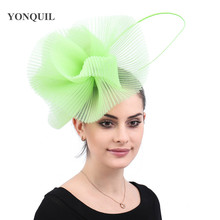 Kenducky-tocado verde claro para mujer, tocado con plumas de cóctel, sombrero de boda, accesorios de pelo elegantes 2024 - compra barato