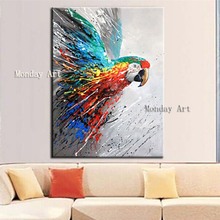 Whosale mão pintado águia imagem a óleo abstrata animal pintura a óleo sobre tela para sala de estar decoração da parede colorida águia pintura 2024 - compre barato