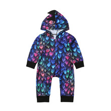 Newborn Baby Boy Girl Romper Autumn Long Sleeve Hooded Zipper Outfit Jumpsuit Dinosaur Rompers Clothes Boys Girls Clothing 2024 - buy cheap