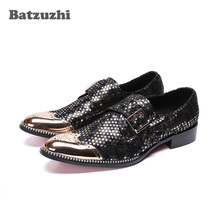 Batzuzhi Модная Zapatos Hombre; Мужские туфли; Красивые вечерние кожаные модельные туфли обувь для мужчин остроконечный металлический носок; Вечерние туфли для мужчин 2024 - купить недорого