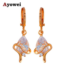 Dangle earrings popular style Water drop shape  gold tone fashion Jewelry White Crystal Drop Earrings JE803A 2024 - buy cheap