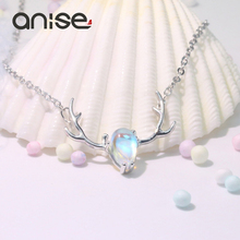 Anise Cute Multicolor Moonstone Reindeer Clavicle Chain Woman Water Drop Pendant Choker Necklace Girls Silver Color Jewelry 2024 - buy cheap