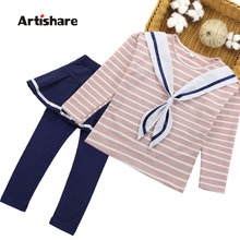 Clothes For Girls Navy Spring Striped Shirt + Cake Pants Girls Clothes Set Striped Children Clothing Set 6 8 10 12 13 14 Year 2024 - buy cheap