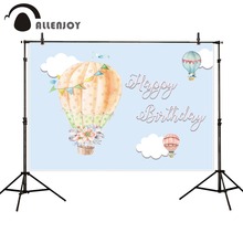 Allenjoy photography background birthday hot air balloon clouds flowers photographic backdrop photocall photophone fotografia 2024 - buy cheap