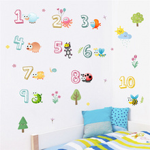 Cute Animals With Arabic Numbers Wall Stickers For Kindergarten Classroom Kids Room Home Decoration Nursery Mural Art Wall Decal 2024 - buy cheap