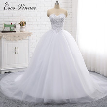 Vestido de novia de Color blanco puro con estampado pesado, traje de baile, tren de corte, Túnica grande, vestidos de novia W0341 2024 - compra barato