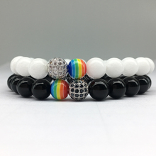 CZ0028 On Sale Rainbow Zircon Bead Bracelet High Quality Black Onyx Bracelet Energy Lover`s Chakra Yoga Bracelet Wholesale 2024 - buy cheap