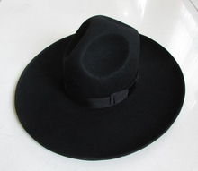 Men's 100% Woolen Fedoras Hat Wide Brim Oversize 12cm Woolen Hat Fashion Black Wool Felt Fedora Woolen Cap Equestrian Hat B-8127 2024 - buy cheap