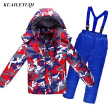 Conjunto de ropa de invierno para niños, traje de nieve grueso y cálido, impermeable, a prueba de viento, chaqueta de nieve, pantalones, 2 uds., 30 grados, 2021 2024 - compra barato