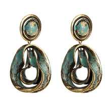 LUBOV-pendientes colgantes de cobre con diseño de bronce oxidado para mujer, aretes colgantes de Metal Vintage, joyería para mujer 2019 2024 - compra barato