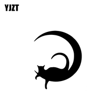 YJZT-pegatinas de gato en la Luna para coche, calcomanía divertida de vinilo, C10-02404 de plata y negro, 10,6 CM x 13,1 CM 2024 - compra barato