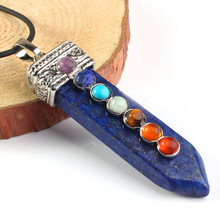 100-Unique 1 Pcs Silver Plated Lapis Lazuli Sword Shape Inlay 7 Stone Beads Chakra Healing Pendant For Friend Gift 2024 - buy cheap