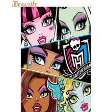 Monster High 5 Poster Cloth Silk Poster Home Decoration Wall Art Fabric Poster Print 30X45cm,40X60cm.50X75cm,60X90cm 2024 - buy cheap