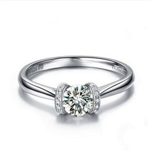 Anel de moissanite casamento 1ct 6.5mm, anel de moissanite sólido, anel de diamante feminino. 950 2024 - compre barato