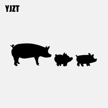 Yjzt 14.1cm * 3.8cm dos desenhos animados vinil decalque carro adesivo diversão porco família preto/prata C3-2196 2024 - compre barato