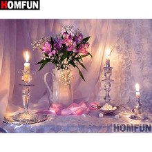 Homfun Full Square/Round Drill 5D DIY Diamond Painting "Flower candle"3D Embroidery Cross Stitch Home Decor Gift A09449 2024 - buy cheap