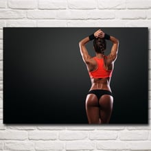 Modelo fitness feminino para musculação, exercícios, pinturas musculares e músculos, arte impressa em seda para decoração de sala de academia e parede 2024 - compre barato