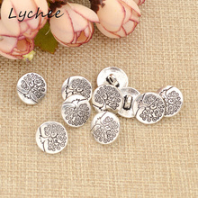 Lychee 10pcs Antique Silver Metal Tree Of Life Carving Shank Buttons For DIY Craft Needlework Sewing Clothes Jeans 2024 - buy cheap